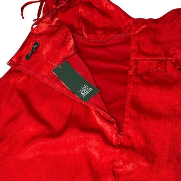 Wild Fable NWT red rosette mini babydoll holiday dress size M - Picture 6 of 14